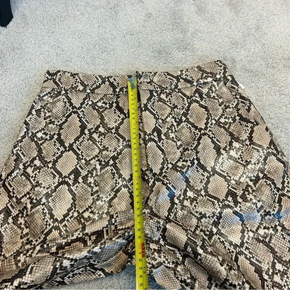 Zara Snake Print Faux Leather Pants Sand Brown High Waist Sz S